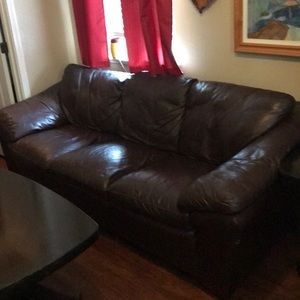 Brown leather couch